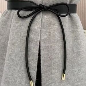 Black Pu Leather Knotted Tie Waist Belt | NWOT